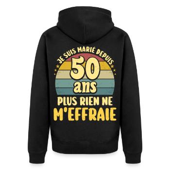 Marié 50 Ans Fête 50 Ans De Mariage - Veste à capuche bio Premium Unisexe - noir - Dos - Nico (187cm)