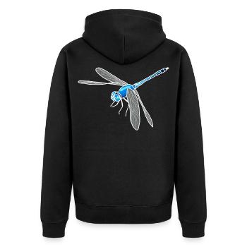 Dragonfly lineart - Unisex Premium Organic Zip Hoodie - black - Back - Nico (187cm)
