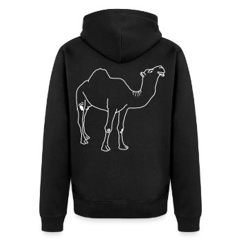Dromedar lineart - Unisex Premium Bio Zip Hoodie - Schwarz - Hinten - Nico (187cm)