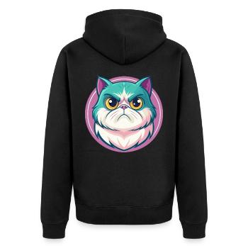 Exotic Shorthair Cat Breed Cartoon Kawaii Animal - Unisex Premium Organic Zip Hoodie - black - Back - Nico (187cm)