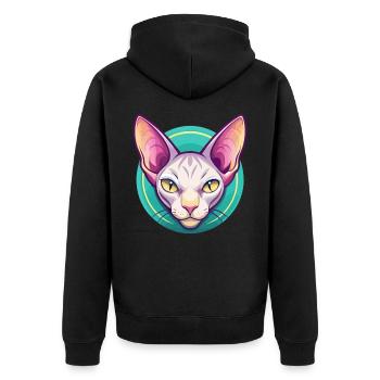 Peterbald Chat Race Dessin Animé Kawaii Animal Pet - Veste à capuche bio Premium Unisexe - noir - Dos - Nico (187cm)