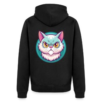 Selkirk Rex Katzenrasse Cartoon Kawaii Tier Haustier - Unisex Premium Bio Zip Hoodie - Schwarz - Hinten - Nico (187cm)