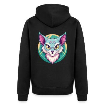 Australische Nebelkatzenrasse Cartoon Kawaii Tier - Unisex Premium Bio Zip Hoodie - Schwarz - Hinten - Nico (187cm)