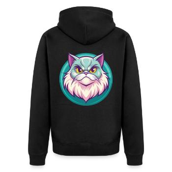 Persische Katze Rasse Cartoon Kawaii Tier Haustier - Unisex Premium Bio Zip Hoodie - Schwarz - Hinten - Nico (187cm)