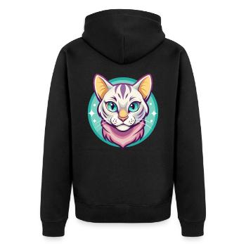 Schnee Bengalen Katze Rasse Karikatur Kawaii Tier Haustier - Unisex Premium Bio Zip Hoodie - Schwarz - Hinten - Nico (187cm)