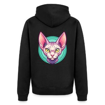 Red Devon Rex Cat Breed Cartoon Kawaii Animal Pet - Unisex Premium Organic Zip Hoodie - black - Back - Nico (187cm)
