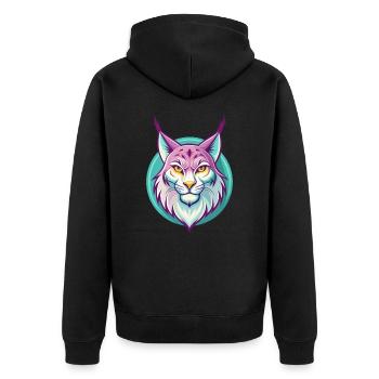 Lynx eurasien Chat race Dessin animé Kawaii Animal Animal Pet - Veste à capuche bio Premium Unisexe - noir - Dos - Nico (187cm)