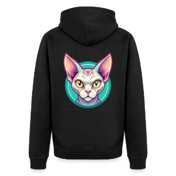 Devon Rex Chat Race Dessin Animé Kawaii Animal Pet - Veste à capuche bio Premium Unisexe - noir - Dos - Nico (187cm)