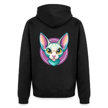 Cornish Rex Chat Race Dessin animé Kawaii Animal Pet - Veste à capuche bio Premium Unisexe - noir - Dos - Nico (187cm)