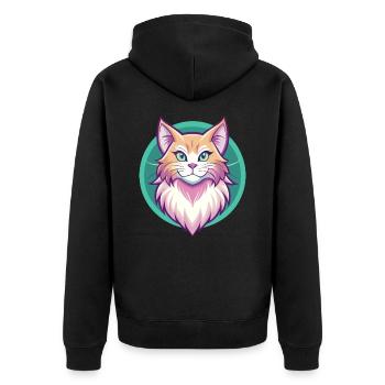 Ingwer Langhaar Katze Rasse Karikatur Kawaii Tier - Unisex Premium Bio Zip Hoodie - Schwarz - Hinten - Nico (187cm)