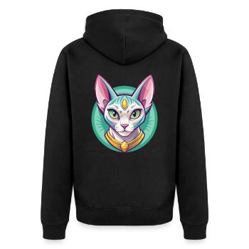 Égyptien Mau Chat Race Dessin Animé Kawaii Animal Pet - Veste à capuche bio Premium Unisexe - noir - Dos - Nico (187cm)