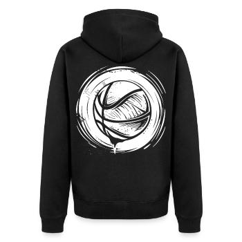 Basketball Ball Skizze - Unisex Premium Bio Zip Hoodie - Schwarz - Hinten - Nico (187cm)