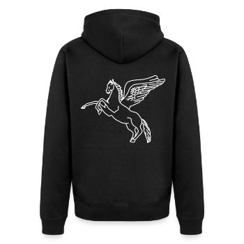 Pegasus lineart - Unisex Premium Organic Zip Hoodie - black - Back - Nico (187cm)