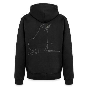 Seehund lineart - Unisex Premium Bio Zip Hoodie - Schwarz - Hinten - Nico (187cm)