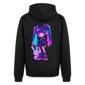 Mignon Kawaii Anime Fille Grunge Goth Lapin Gothique - Veste à capuche bio Premium Unisexe - noir - Dos - Nico (187cm)