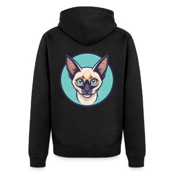 Balinesische Katze Rasse Cartoon Kawaii Tier Haustier - Unisex Premium Bio Zip Hoodie - Schwarz - Hinten - Nico (187cm)