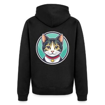 American Wirehair Cat Breed Cartoon Kawaii Animal - Unisex Premium Organic Zip Hoodie - black - Back - Nico (187cm)