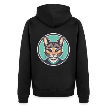 Ägäis Katze Rasse Karikatur Kawaii Tier Haustier - Unisex Premium Bio Zip Hoodie - Schwarz - Hinten - Nico (187cm)