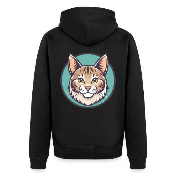 Américain Bobtail Chat Race Dessin Animé Kawaii Animal - Veste à capuche bio Premium Unisexe - noir - Dos - Nico (187cm)