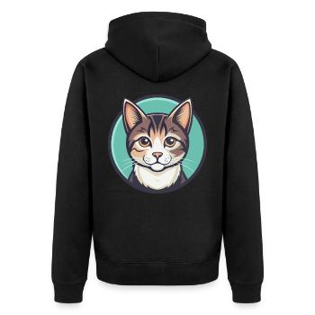 Hauskatze Rasse Karikatur Kawaii Tier Haustier - Unisex Premium Bio Zip Hoodie - Schwarz - Hinten - Nico (187cm)