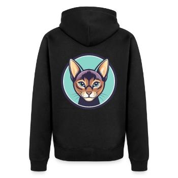 Havanna Braune Katze Rasse Karikatur Kawaii Tier Haustier - Unisex Premium Bio Zip Hoodie - Schwarz - Hinten - Nico (187cm)