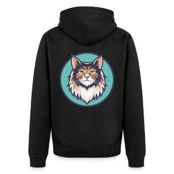 German Longhair Cat Breed Cartoon Kawaii Animal - Unisex Premium Organic Zip Hoodie - black - Back - Nico (187cm)