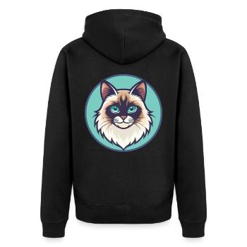 Neva Masquerade Cat Breed Cartoon Kawaii Animal - Unisex Premium Organic Zip Hoodie - black - Back - Nico (187cm)