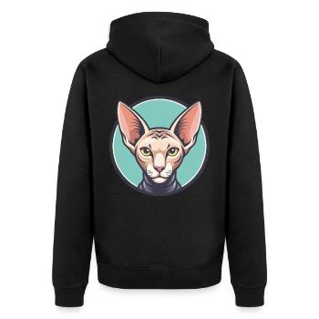 Peterbald Chat Race Dessin Animé Kawaii Animal Pet - Veste à capuche bio Premium Unisexe - noir - Dos - Nico (187cm)