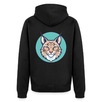 Lynx eurasien Chat race Dessin animé Kawaii Animal Animal Pet - Veste à capuche bio Premium Unisexe - noir - Dos - Nico (187cm)
