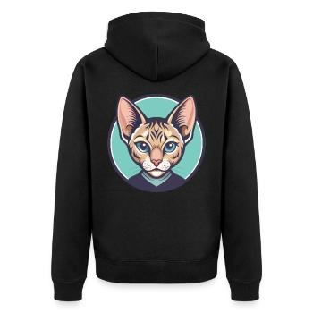 German Rex Cat Breed Cartoon Kawaii Animal Pet - Unisex Premium Organic Zip Hoodie - black - Back - Nico (187cm)
