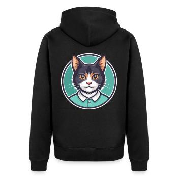 Manx Chat Race Dessin Animé Kawaii Animal Pet - Veste à capuche bio Premium Unisexe - noir - Dos - Nico (187cm)