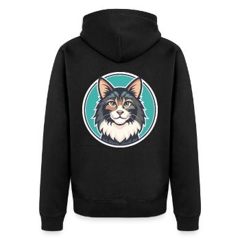 Chat de la forêt norvégienne Race Dessin animé Kawaii Animal - Veste à capuche bio Premium Unisexe - noir - Dos - Nico (187cm)