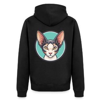 Cornish Rex Chat Race Dessin animé Kawaii Animal Pet - Veste à capuche bio Premium Unisexe - noir - Dos - Nico (187cm)