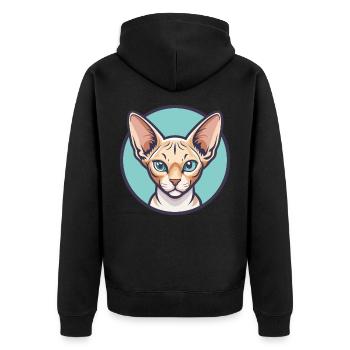 Devon Rex Chat Race Dessin Animé Kawaii Animal Pet - Veste à capuche bio Premium Unisexe - noir - Dos - Nico (187cm)