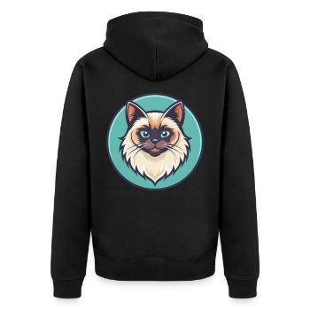 Himalaya-Katzenrasse Karikatur Kawaii Tier Haustier - Unisex Premium Bio Zip Hoodie - Schwarz - Hinten - Nico (187cm)