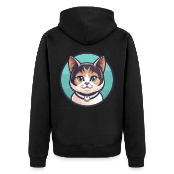 Munchkin Katze Rasse Karikatur Kawaii Tier Haustier - Unisex Premium Bio Zip Hoodie - Schwarz - Hinten - Nico (187cm)