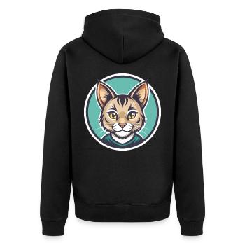 Pixie Bob Cat Breed Cartoon Kawaii Animal Pet - Unisex Premium Organic Zip Hoodie - black - Back - Nico (187cm)