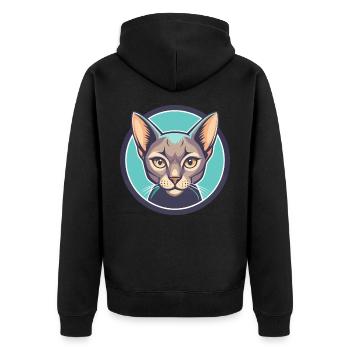 Chat bleu russe race dessin animé Kawaii animal de compagnie - Veste à capuche bio Premium Unisexe - noir - Dos - Nico (187cm)
