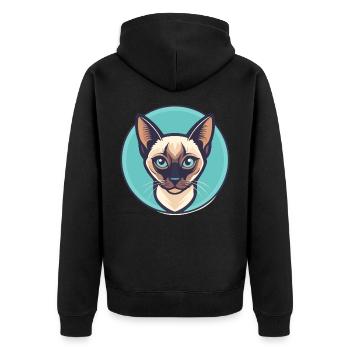 Chat Siamois Race Dessin Animé Kawaii Animal Pet - Veste à capuche bio Premium Unisexe - noir - Dos - Nico (187cm)