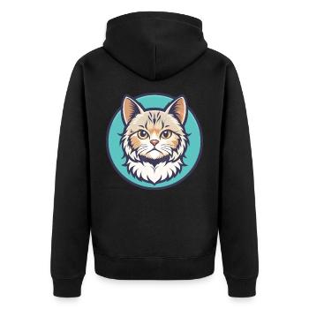 Selkirk Rex Katzenrasse Cartoon Kawaii Tier Haustier - Unisex Premium Bio Zip Hoodie - Schwarz - Hinten - Nico (187cm)