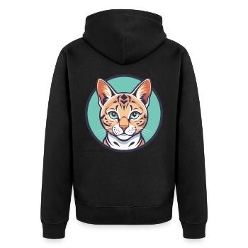 Schnee Bengal Katze Rasse Karikatur Kawaii Tier Haustier - Unisex Premium Bio Zip Hoodie - Schwarz - Hinten - Nico (187cm)