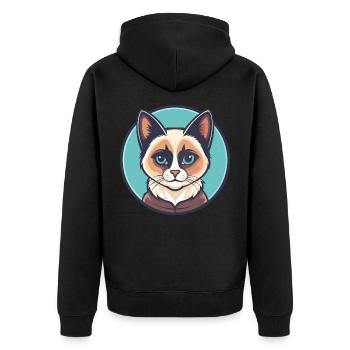 Schneeschuh Katze Rasse Karikatur Kawaii Tier Haustier - Unisex Premium Bio Zip Hoodie - Schwarz - Hinten - Nico (187cm)