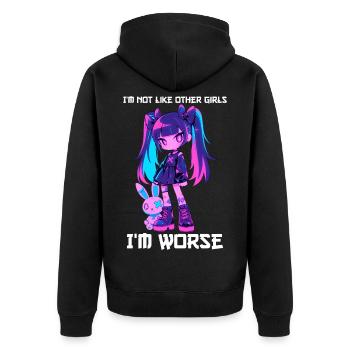 pas comme les autres filles Goth Girl Bunny Grunge Kawaii - Veste à capuche bio Premium Unisexe - noir - Dos - Nico (187cm)