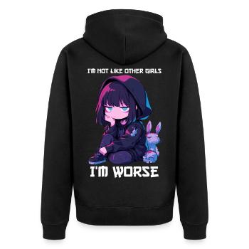 Pas comme les autres filles Anime Fille Kawaii Edgy Goth - Veste à capuche bio Premium Unisexe - noir - Dos - Nico (187cm)