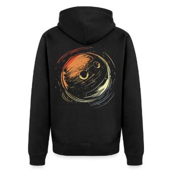 Bowling Zeichnung Vintage Stil - Unisex Premium Bio Zip Hoodie - Schwarz - Hinten - Nico (187cm)