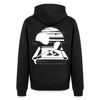 Billard Grafik - Unisex Premium Bio Zip Hoodie - Schwarz - Hinten - Nico (187cm)