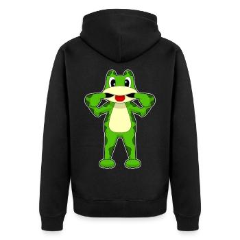 Funny frog - Unisex Premium Organic Zip Hoodie - black - Back - Nico (187cm)