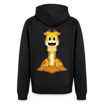 Lustige Giraffe  - Unisex Premium Bio Zip Hoodie - Schwarz - Hinten - Nico (187cm)
