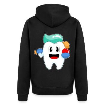 Zahn Cricket Cricketschläger - Unisex Premium Bio Zip Hoodie - Schwarz - Hinten - Nico (187cm)