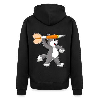 Katze Dart Dartpfeil - Unisex Premium Bio Zip Hoodie - Schwarz - Hinten - Nico (187cm)